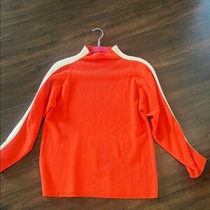 THML Orange and Cream Women's Turtleneck Sweater